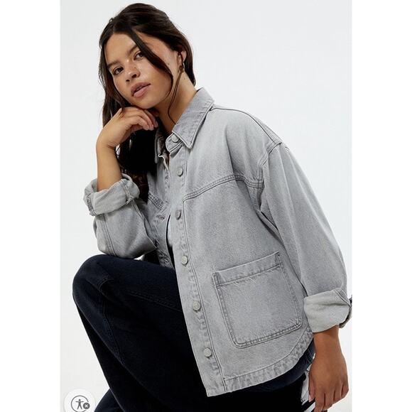 PacSun Jackets & Blazers - PacSun Denim Shackleton Jacket Light Grey Size Small Oversized NWT